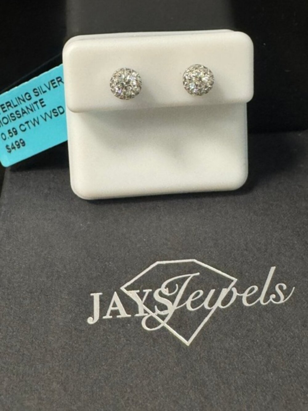 925 Sterling Silver Moissanite Halo Stud Earrings 0.59 CTW VVS D Color Free Ship